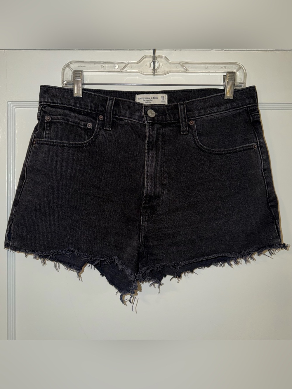 Abercrombie & Fitch Black The Mom Short- High-Rise Denim Cutoff Shorts- Size 10